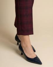 start rustik vegan deri sivri burun topuklu ayakkabı lacivert 5