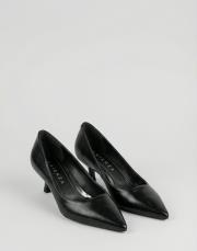 start rustik vegan deri sivri burun topuklu ayakkabı siyah 2