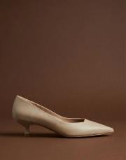 start rustik vegan deri sivri burun topuklu ayakkabı bej 2