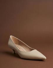 start rustik vegan deri sivri burun topuklu ayakkabı bej 3