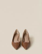 start rustik vegan deri sivri burun topuklu ayakkabı taba 3