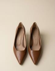 start rustik vegan deri sivri burun topuklu ayakkabı taba 4