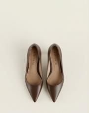 delay 1.sınıf vegan deri fiyonk detaylı topuklu ayakkabı kahve 3