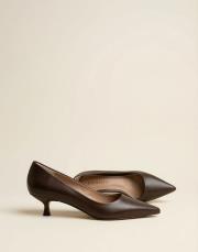 delay 1.sınıf vegan deri fiyonk detaylı topuklu ayakkabı kahve 4