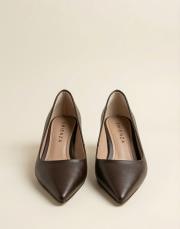 delay 1.sınıf vegan deri fiyonk detaylı topuklu ayakkabı kahve 6