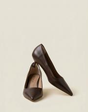 delay 1.sınıf vegan deri fiyonk detaylı topuklu ayakkabı kahve 7