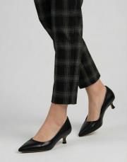 delay 1.sınıf vegan deri fiyonk detaylı topuklu ayakkabı siyah