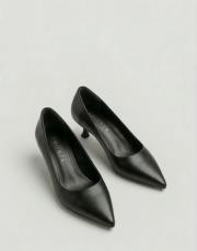 delay 1.sınıf vegan deri fiyonk detaylı topuklu ayakkabı siyah 2