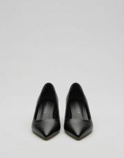 delay 1.sınıf vegan deri fiyonk detaylı topuklu ayakkabı siyah 5