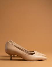 delay 1.sınıf vegan deri fiyonk detaylı topuklu ayakkabı ten 2