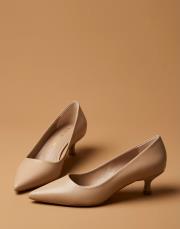 delay 1.sınıf vegan deri fiyonk detaylı topuklu ayakkabı ten 5