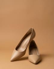 delay 1.sınıf vegan deri fiyonk detaylı topuklu ayakkabı ten 7