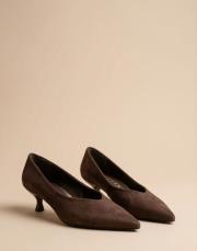 smart vegan süet sivri burun topuklu ayakkabı kahve 3