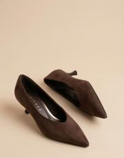 smart vegan süet sivri burun topuklu ayakkabı kahve 6