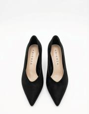 smart vegan süet sivri burun topuklu ayakkabı siyah 4