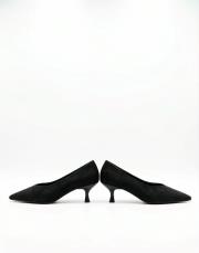 smart vegan süet sivri burun topuklu ayakkabı siyah 5