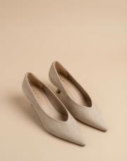 smart vegan süet sivri burun topuklu ayakkabı bej 2