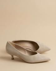 smart vegan süet sivri burun topuklu ayakkabı bej 4