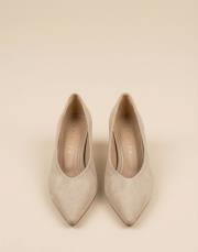 smart vegan süet sivri burun topuklu ayakkabı bej 5