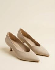 smart vegan süet sivri burun topuklu ayakkabı bej 6