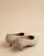 smart vegan süet sivri burun topuklu ayakkabı bej 7