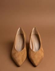 smart vegan süet sivri burun topuklu ayakkabı taba 2