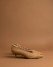 smart vegan süet sivri burun topuklu ayakkabı taba 3