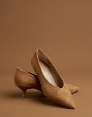 smart vegan süet sivri burun topuklu ayakkabı taba 4