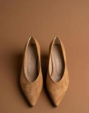 smart vegan süet sivri burun topuklu ayakkabı taba 5