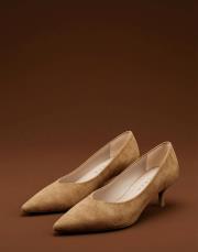 smart vegan süet sivri burun topuklu ayakkabı taba 6