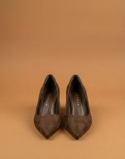 depart vegan süet sivri burun topuklu ayakkabı kahve 6