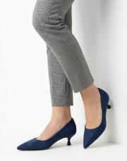 depart vegan süet sivri burun topuklu ayakkabı lacivert