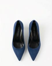 depart vegan süet sivri burun topuklu ayakkabı lacivert 2