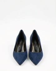 depart vegan süet sivri burun topuklu ayakkabı lacivert 5