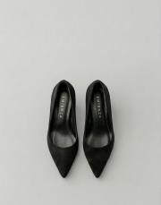 depart vegan süet sivri burun topuklu ayakkabı siyah 2