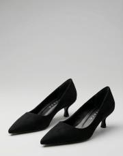 depart vegan süet sivri burun topuklu ayakkabı siyah 4