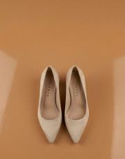 depart vegan süet sivri burun topuklu ayakkabı bej 2