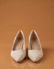 depart vegan süet sivri burun topuklu ayakkabı bej 5