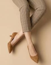 depart vegan süet sivri burun topuklu ayakkabı taba