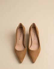 depart vegan süet sivri burun topuklu ayakkabı taba 3