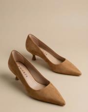 depart vegan süet sivri burun topuklu ayakkabı taba 5