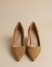 depart vegan süet sivri burun topuklu ayakkabı taba 7