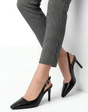 hıgher rustik vegan deri küt burun yüksek topuklu ayakkabı siyah