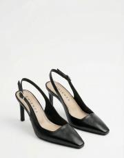 hıgher rustik vegan deri küt burun yüksek topuklu ayakkabı siyah 5