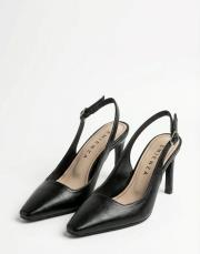 hıgher rustik vegan deri küt burun yüksek topuklu ayakkabı siyah 6