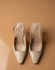 hıgher rustik vegan deri küt burun yüksek topuklu ayakkabı bej 2