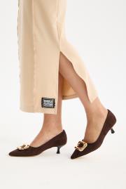 slıde toka detaylı vegan süet sivri burun topuklu ayakkabı kahve 3