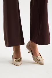 slıde toka detaylı vegan süet sivri burun topuklu ayakkabı bej 4