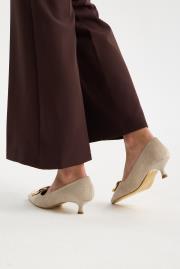 slıde toka detaylı vegan süet sivri burun topuklu ayakkabı bej 7