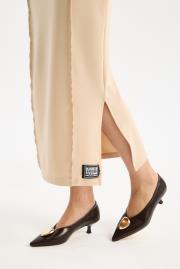 justmıne rustik vegan deri tokalı sivri burun topuklu ayakkabı kahve 2